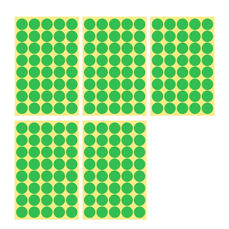 8/13/25/50mm Sticker Dots Adhesive Round Labels Circular Scrapbooking Light Green - 50mm 8 Dots - 5 Sheets