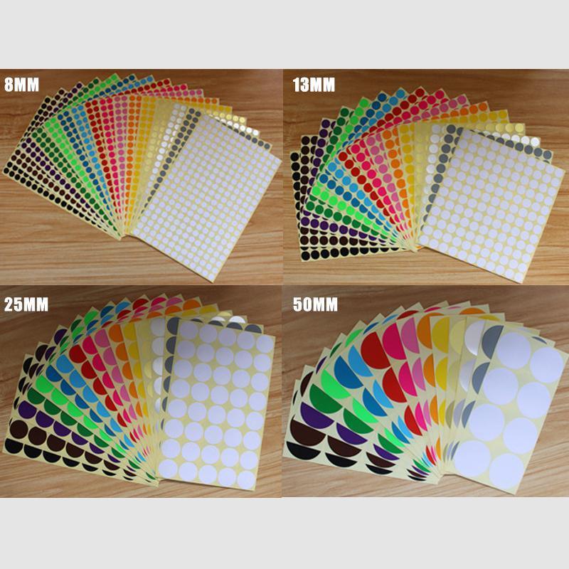 8/13/25/50mm Colour Sticker Dots Adhesive Round Labels Circular Scrapbooking Purple - 13mm 132 Dots - 5 Sheets