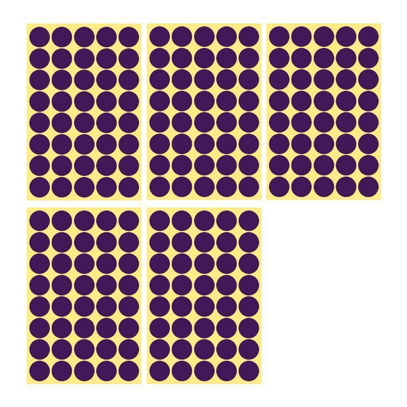 8/13/25/50mm Colour Sticker Dots Adhesive Round Labels Circular Scrapbooking Purple - 13mm 132 Dots - 5 Sheets