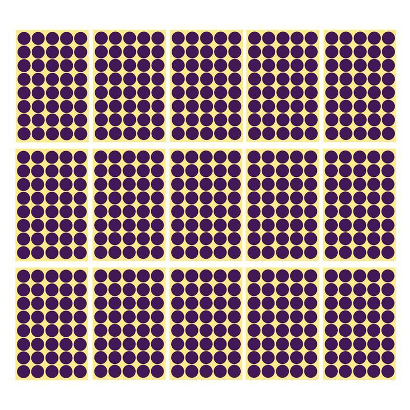 8/13/25/50mm Colour Sticker Dots Adhesive Round Labels Circular Scrapbooking Purple - 13mm 132 Dots - 5 Sheets
