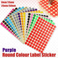 8/13/25/50mm Colour Sticker Dots Adhesive Round Labels Circular Scrapbooking Purple - 50mm 8 Dots - 5 Sheets