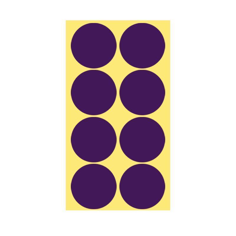 8/13/25/50mm Colour Sticker Dots Adhesive Round Labels Circular Scrapbooking Purple - 50mm 8 Dots - 5 Sheets