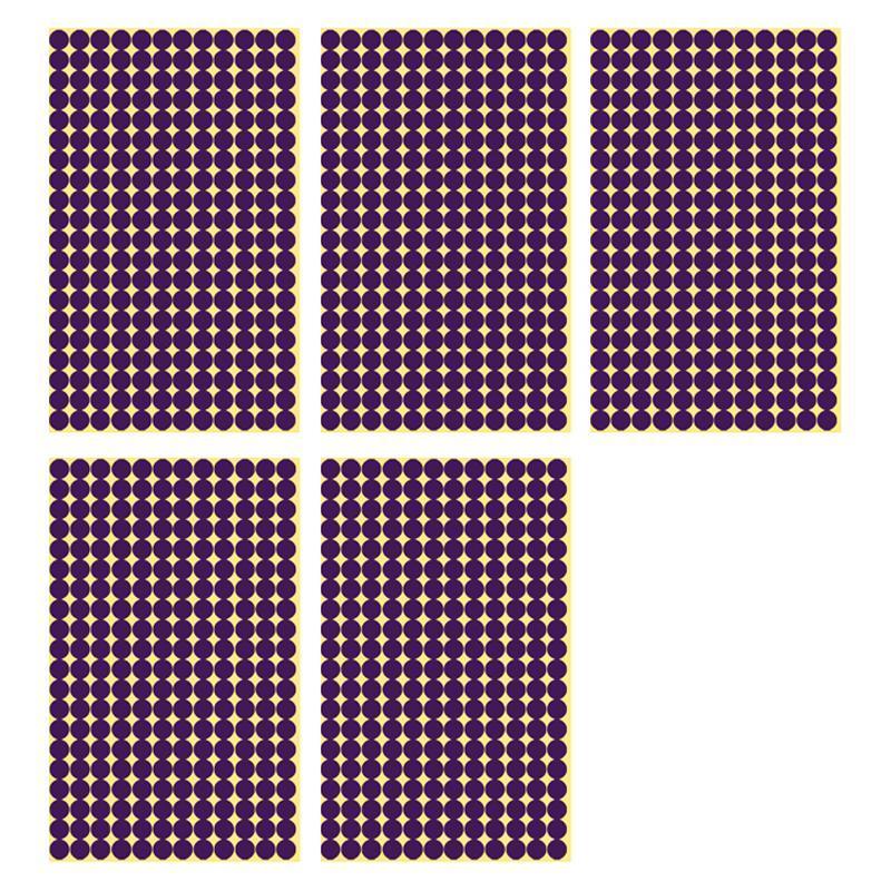 8/13/25/50mm Colour Sticker Dots Adhesive Round Labels Circular Scrapbooking Purple - 50mm 8 Dots - 5 Sheets