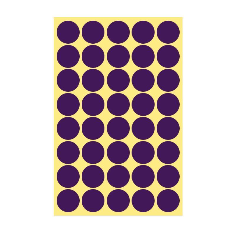 8/13/25/50mm Colour Sticker Dots Adhesive Round Labels Circular Scrapbooking Purple - 50mm 8 Dots - 5 Sheets