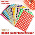 8/13/25/50mm Colour Sticker Dots Adhesive Round Labels Circular Scrapbooking White - 25mm 40 Dots - 5 Sheets