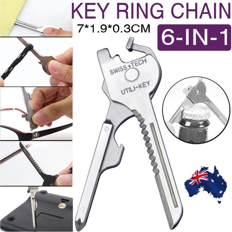 Utili-Key 6 in 1 Key Ring Chain Multi-tool Pocket Knife Screwdriver Swiss Tech