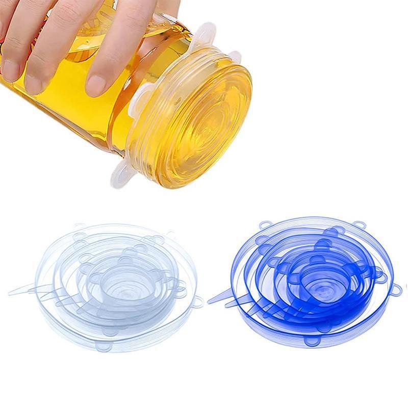 6PCS Stretch Reusable Silicone Food Saver Cover Seal Insta Lids Bowl Wraps - Pink
