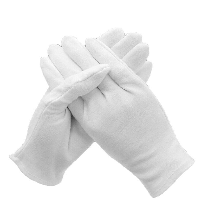 6 Pairs Handling Work Hands Protector Soft Costume Jewellery Cotton White Gloves - M