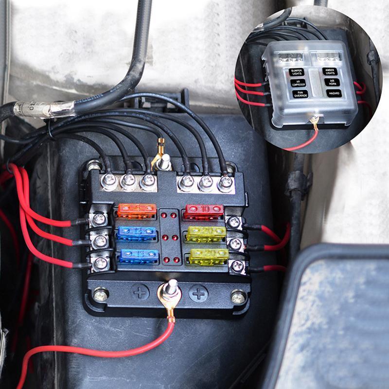 23PC 6 Way Blade Fuse Box Block Holder Indicator LED Light 12V/32V Car Marine