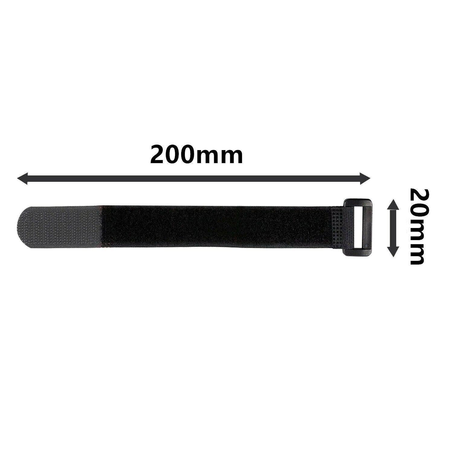 Magic Cable Ties Reusable Winder Coded Organiser Cords Hook Loop Black - 20*200mm  10PCS