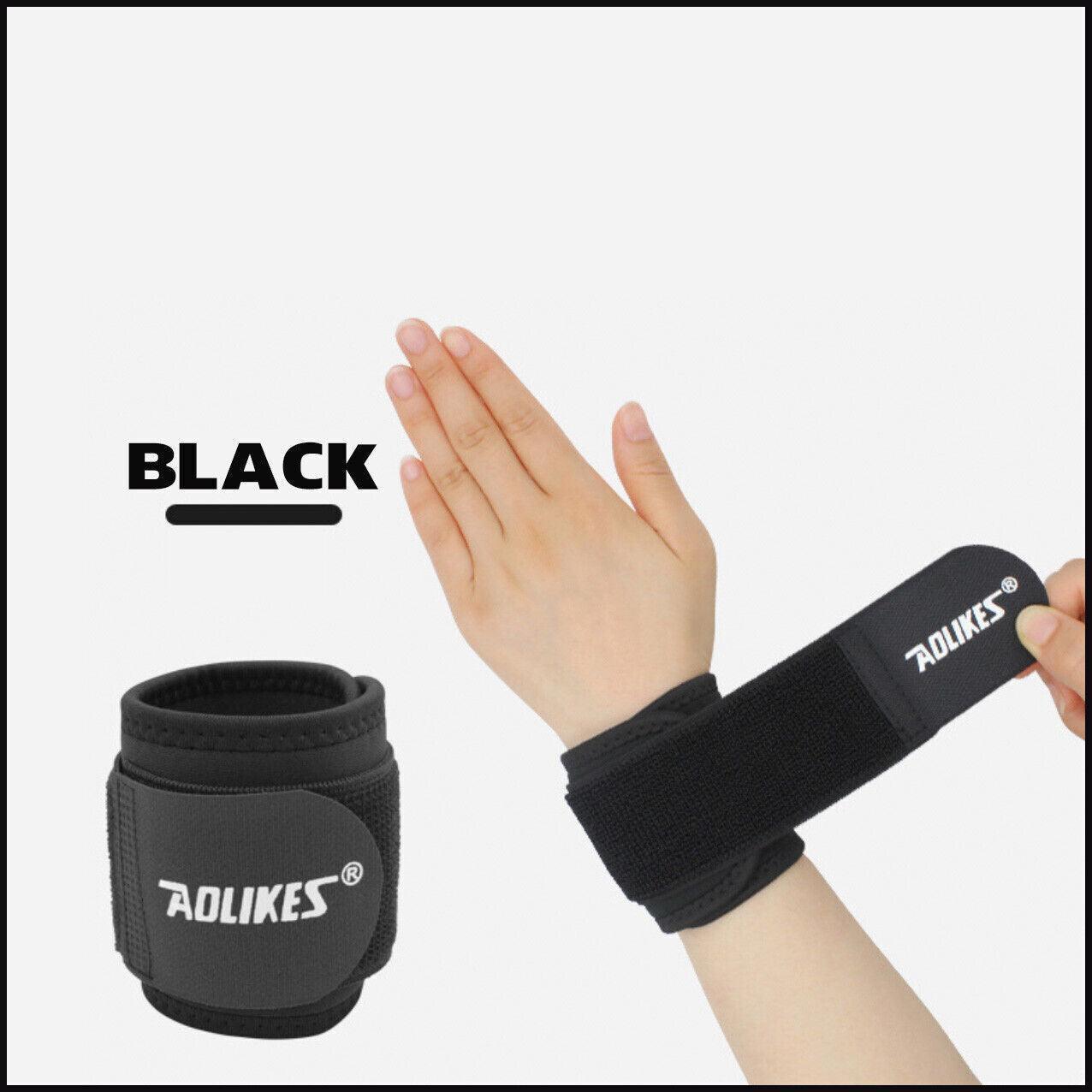 Aolikes Adjustable Sports Gym Wrist Support Brace Wrap Band Wristband Strap Au - Black+Red