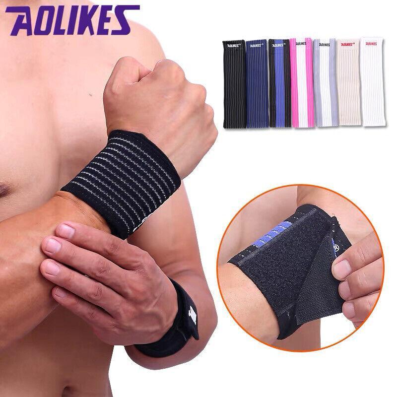 Aolikes Wrist Brace Elastic Bandage Support Sport Gym Wrap Fitness Wristband - Blue
