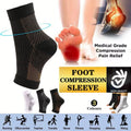 Foot Sleeve Plantar Fasciitis Compression Socks Achy Swelling Heel Ankle Black&Orange - S/M