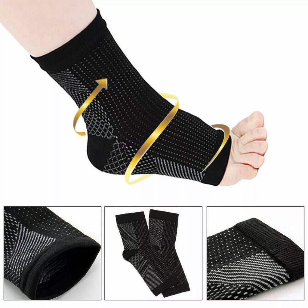 Foot Sleeve Plantar Fasciitis Compression Socks Achy Swelling Heel Ankle Black&Orange - S/M