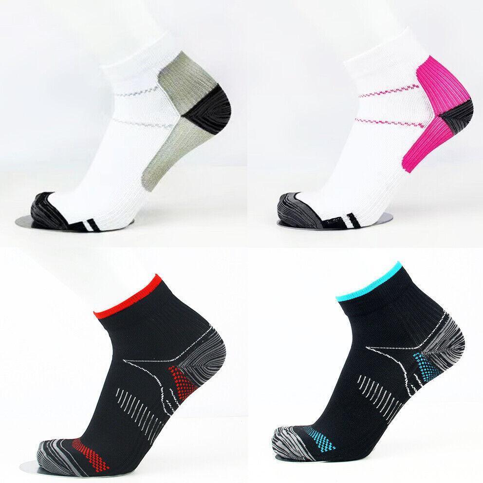 1 Pair Ankle Compression Socks Foot Support Sleeves S M Size Unisex - Black-Red