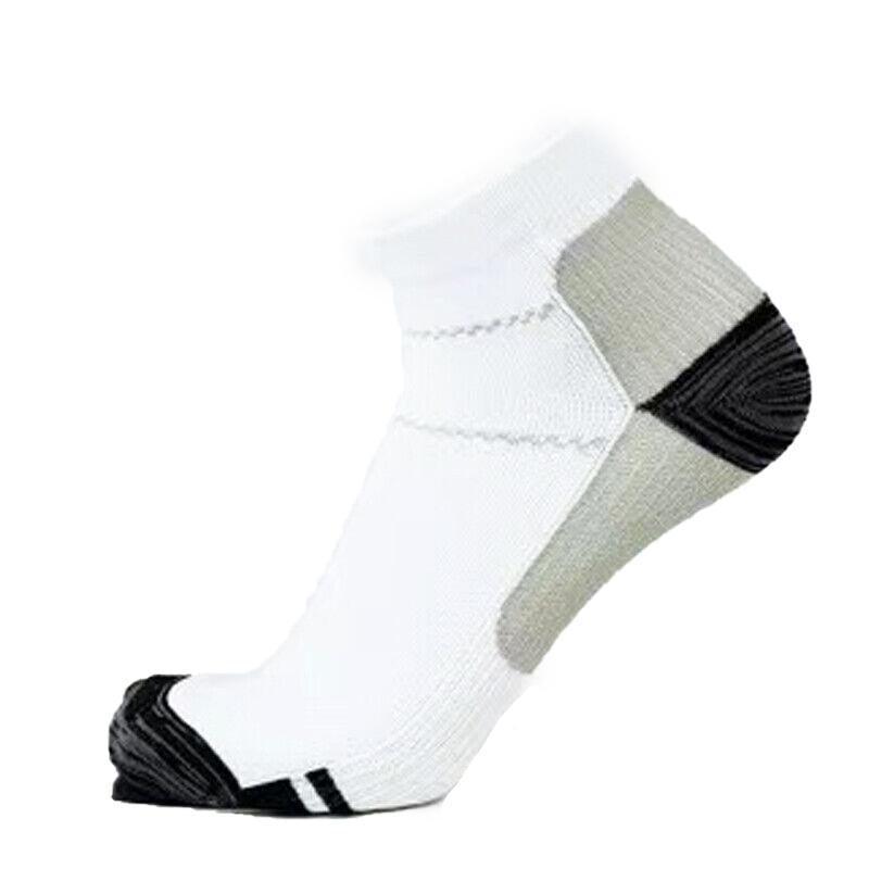 1 Pair Ankle Compression Socks Foot Support Sleeves S M Size Unisex - White-Grey