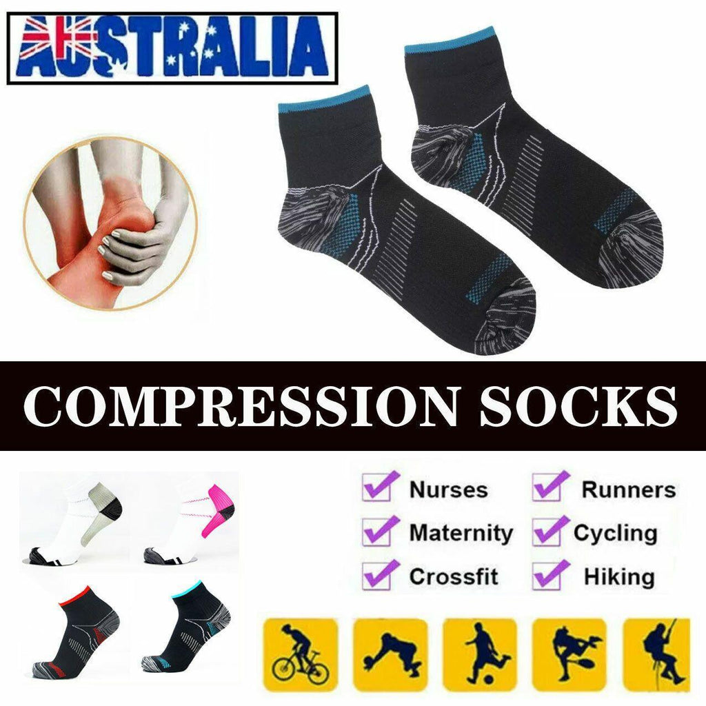 1 Pair Ankle Compression Socks Foot Support Sleeves S M Size Unisex - White-Rose Red