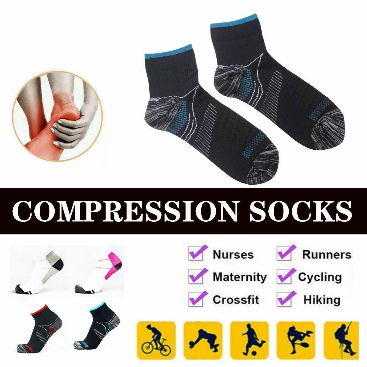 L XL Ankle Compression Socks for Foot Support and Daily Comfort Unisex - White-Rose Red