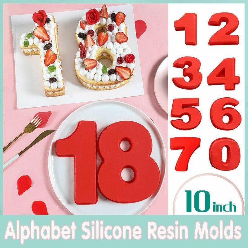 10 Inch Silicone Number Cake Mould Birthday Baking Pan Fondant Tools - 0