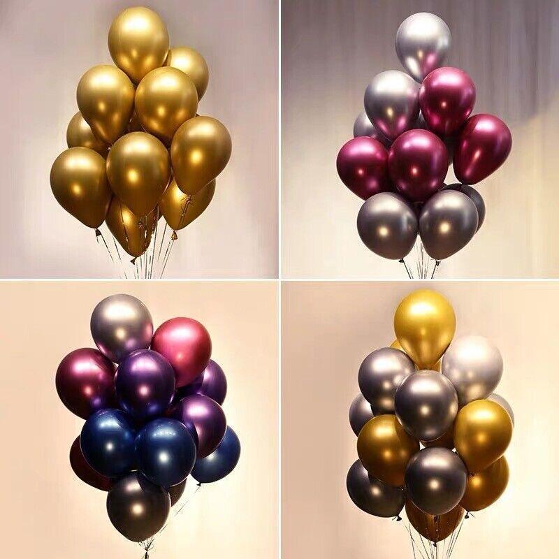 Metallic Latex Balloons 12 Inch Chrome Party Balloons for Birthday Wedding Decoration - Silver 10PCS