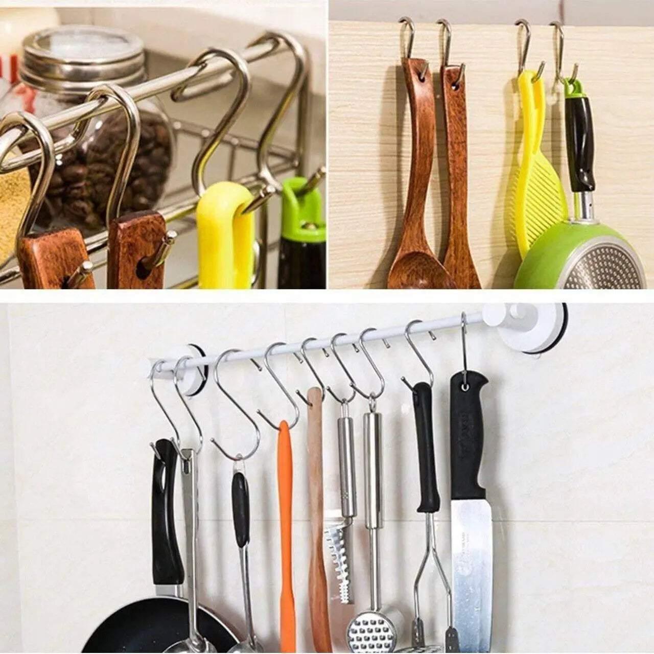 8cm Stainless Steel S Shape Hooks Kitchen Hanger Rack Clothes Hanging Plant Holders - 20PCS