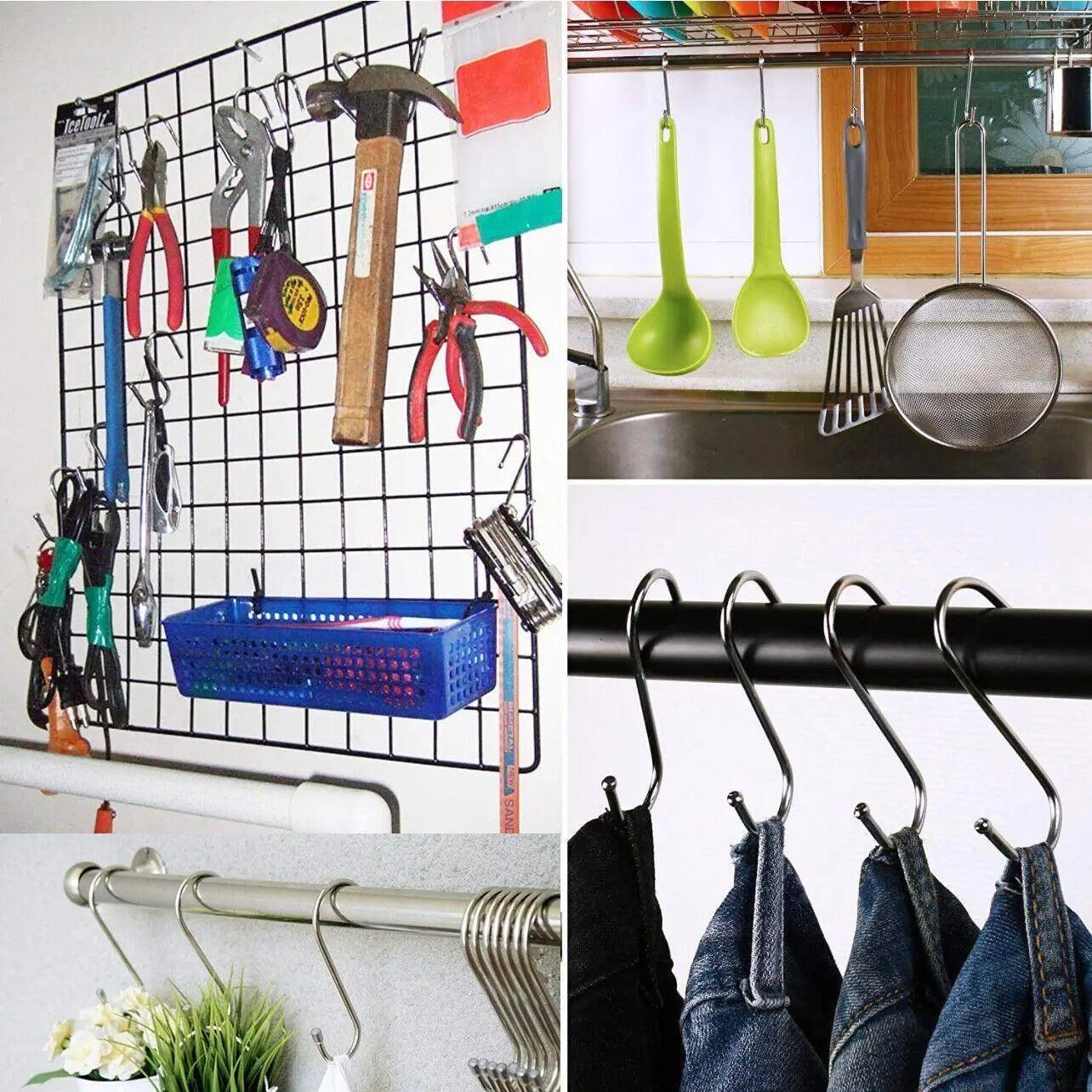 12cm Stainless Steel S Shape Hooks Kitchen Hanger Rack Clothes Hanging Plant Holders - 20PCS