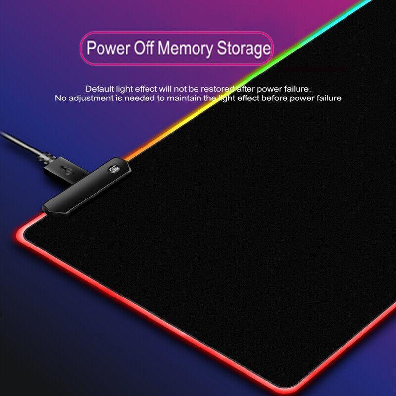 LED Gaming Mouse Pad Large RGB Extended Mousepad Keyboard Desk Anti-slip Mat - 900*400*4mm