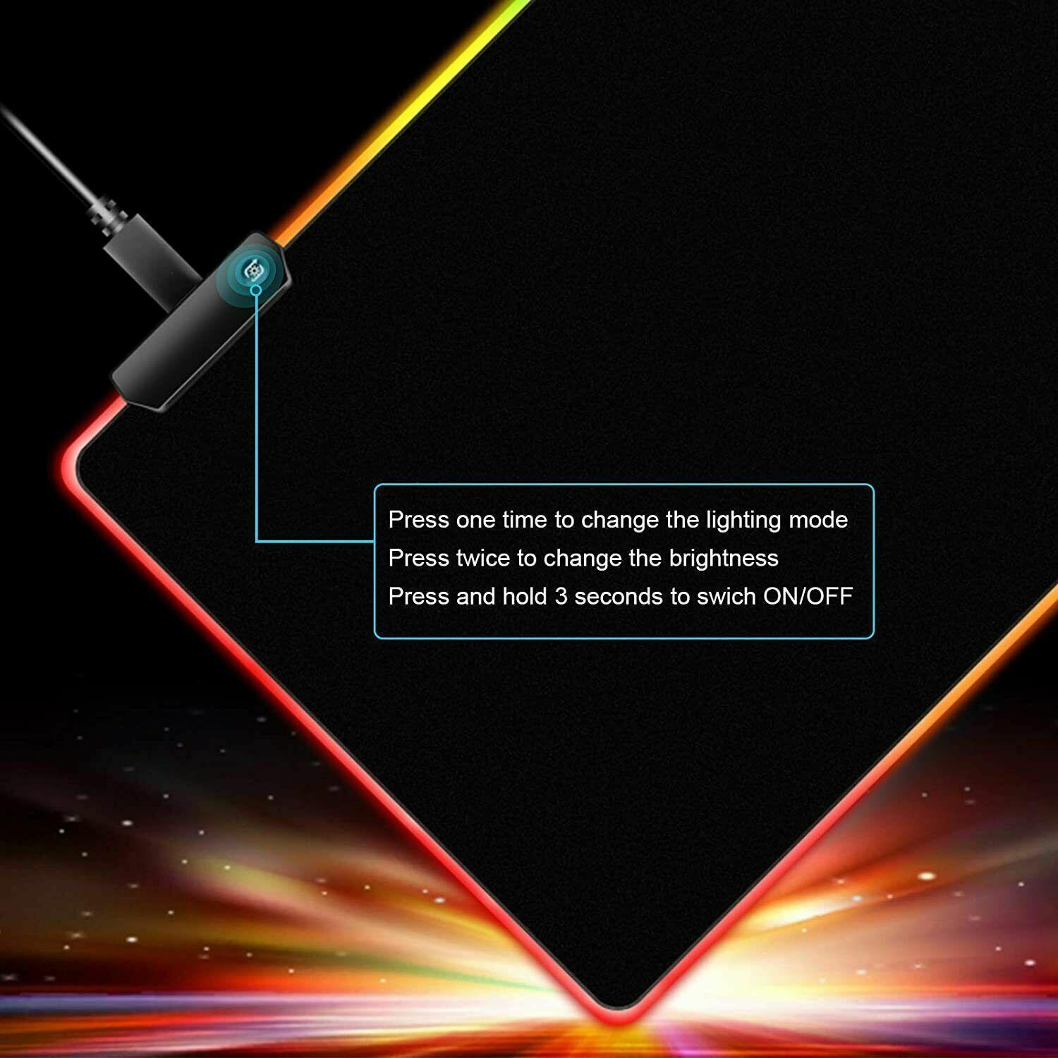 LED Gaming Mouse Pad Large RGB Extended Mousepad Keyboard Desk Anti-slip Mat - 900*400*4mm