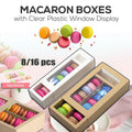 25Pcs White/Kraft Macaron Boxes 8/16 Hold Rectangular Favour Bomboniere Cookie - White 16 Hold