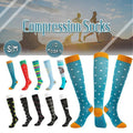 S/M Size Compression Socks Women Men Adult Medical Nursing Travel Stocking - Green Bar