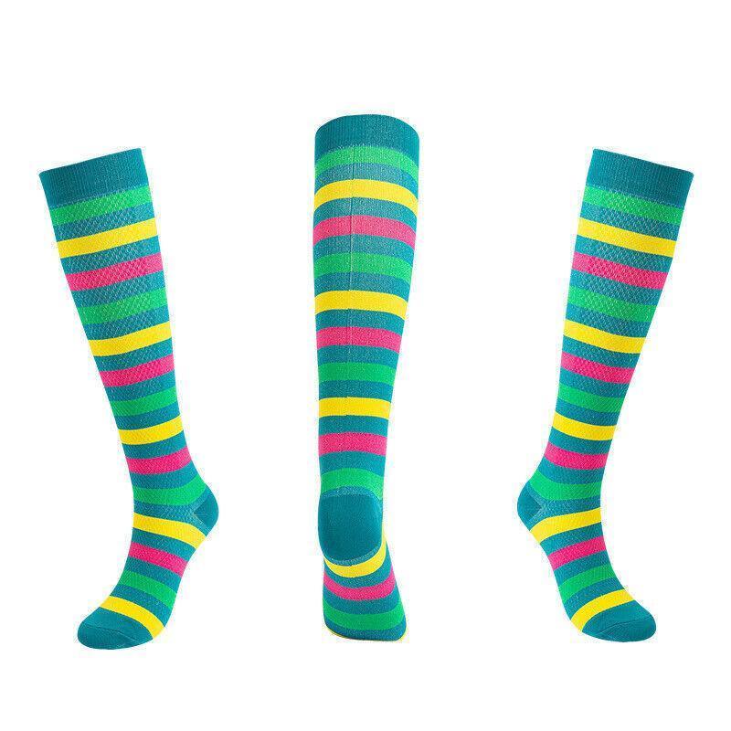 S/M Size Compression Socks Women Men Adult Medical Nursing Travel Stocking - Blue Dot