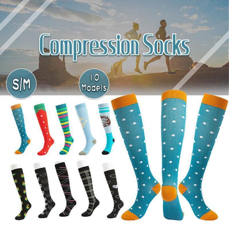 S/M Size Compression Socks Women Men Adult Medical Nursing Travel Stocking - Black Lemon