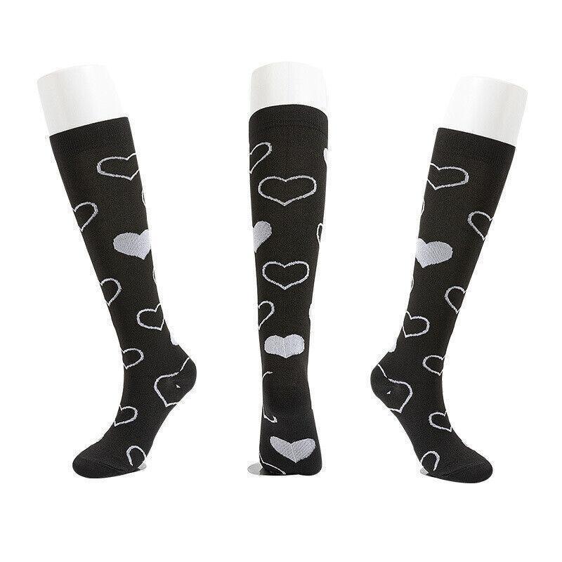 S/M Size Compression Socks Women Men Adult Medical Nursing Travel Stocking - Black Lemon