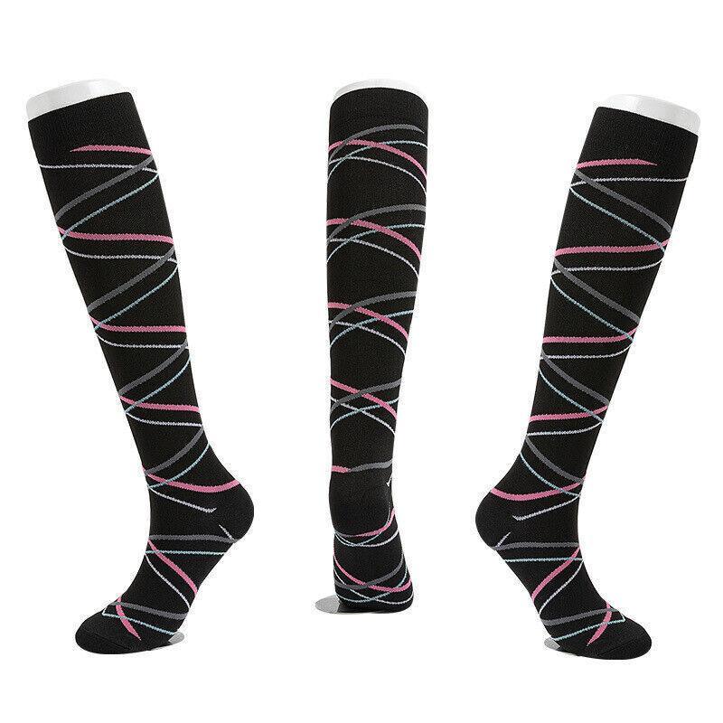 L/XL Size Compression Socks Unisex Adult Nursing Travel Stocking Sport - Blue Fox