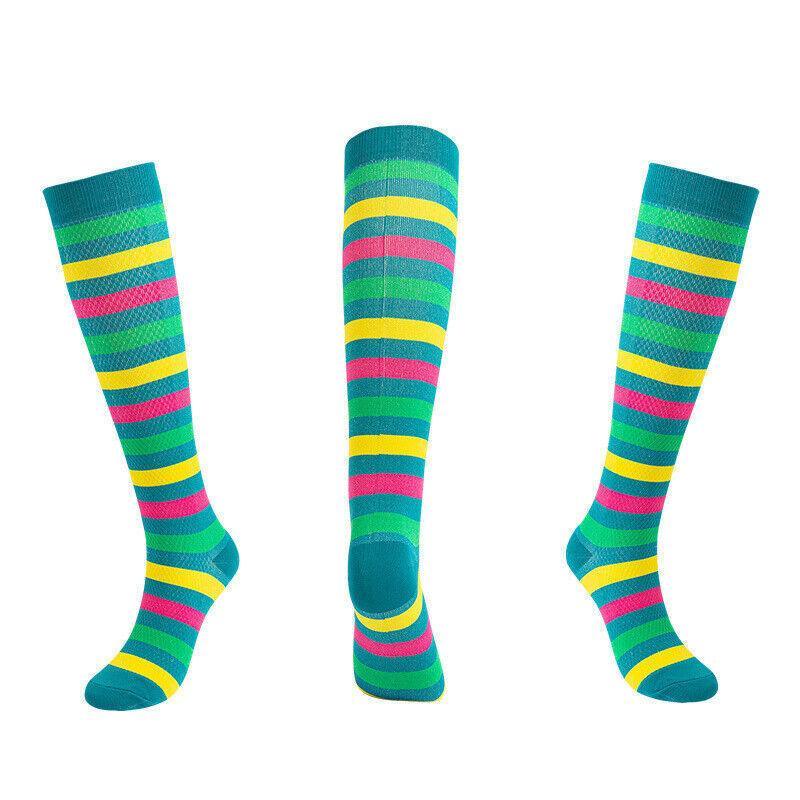 L/XL Size Compression Socks Unisex Adult Nursing Travel Stocking Sport - Black Lattice