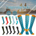 L/XL Size Compression Socks Unisex Adult Nursing Travel Stocking Sport - Black Heart