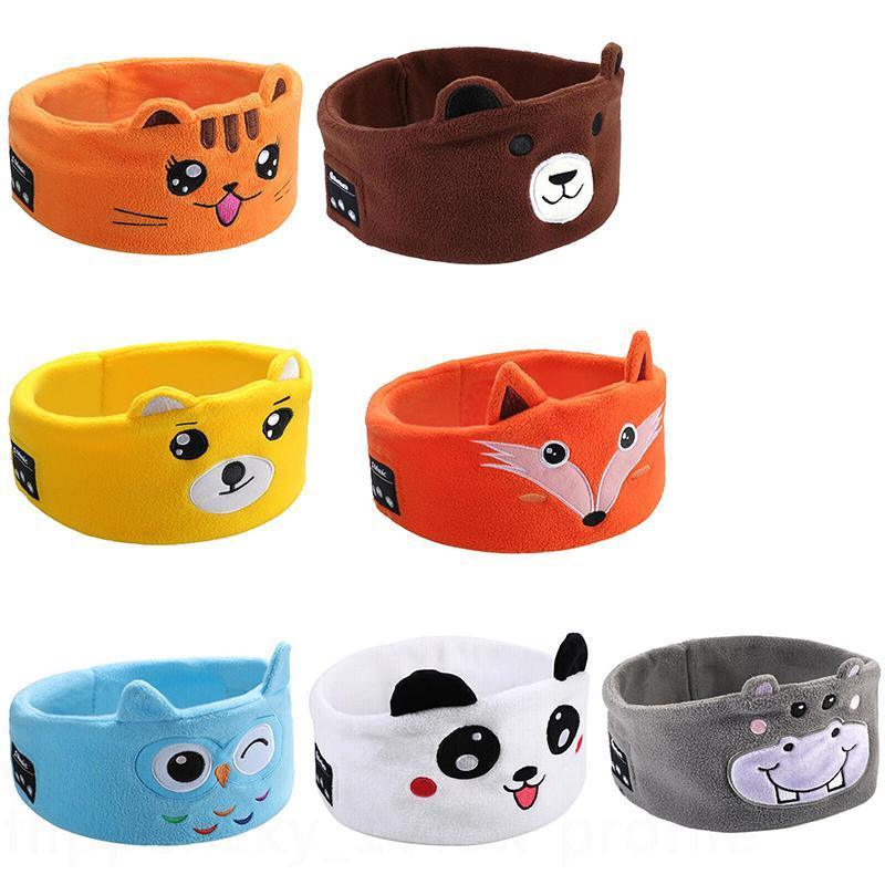 Cute Bluetooth Headband Headphones Wireless Sleep Music Mask with Mic - Blue-Owl