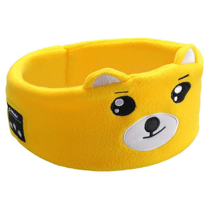 Cute Bluetooth Headband Headphones Wireless Sleep Music Mask with Mic - Brown-Bear