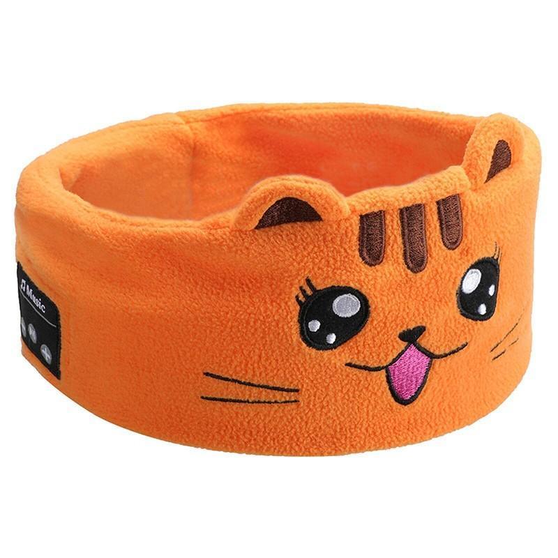 Cute Bluetooth Headband Headphones Wireless Sleep Music Mask with Mic - Brown-Bear