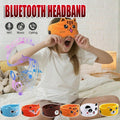 Cute Bluetooth Headband Headphones Wireless Sleep Music Mask with Mic - Dark Orange-Fox