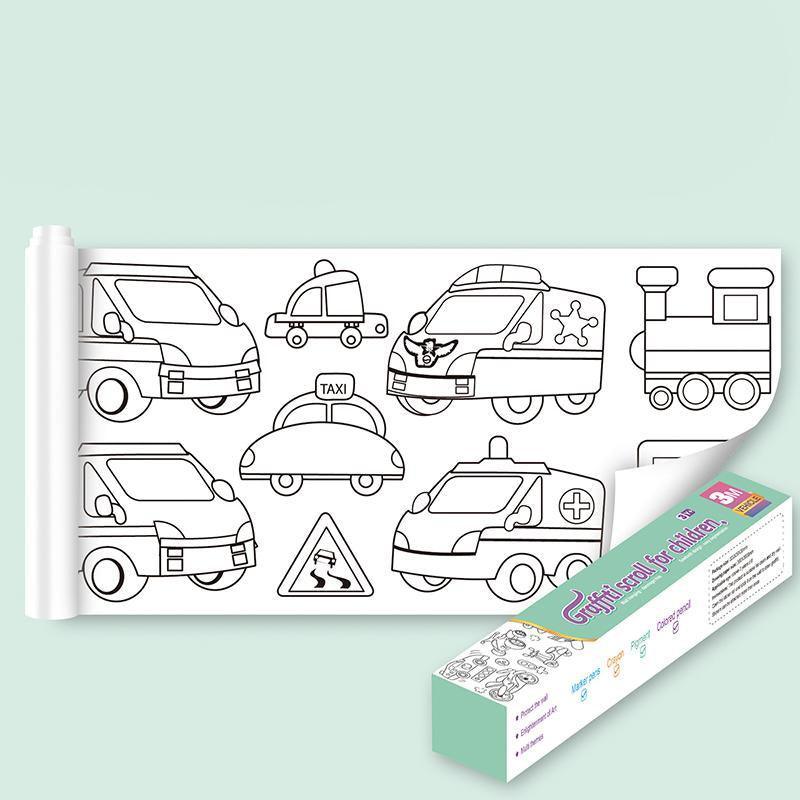 3M DIY Colouring Paper Roll with 12 Colour Pencils Cartoon Doodle Set - Lovely princess(With 12PCS Colored Pencils)