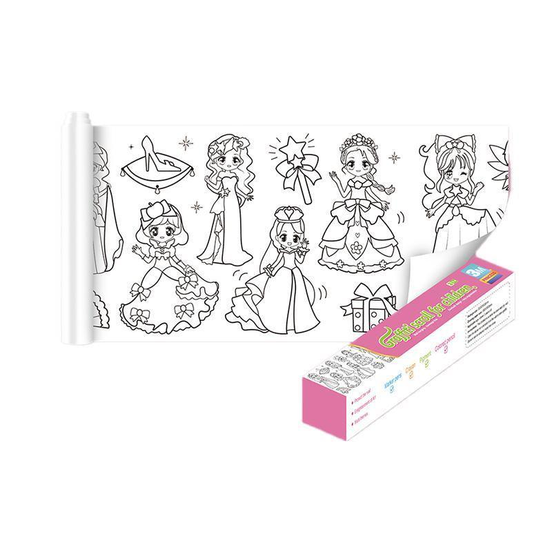 3M DIY Colouring Paper Roll with 12 Colour Pencils Cartoon Doodle Set - Transportation (With 12PCS Colored Pencils