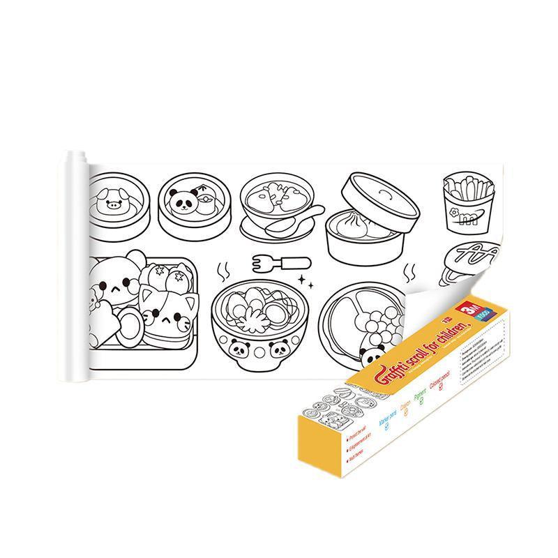 3M DIY Colouring Paper Roll with 12 Colour Pencils Cartoon Doodle Set - Dinosaur Land(With 12PCS Colored Pencils