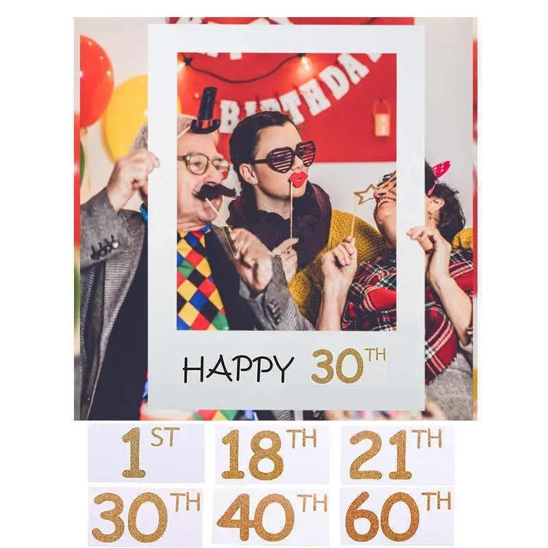 1Th 18Th-60Th Photo Booth Props Picture Frame Wedding Birthday Party Decoration - Happy 40TH