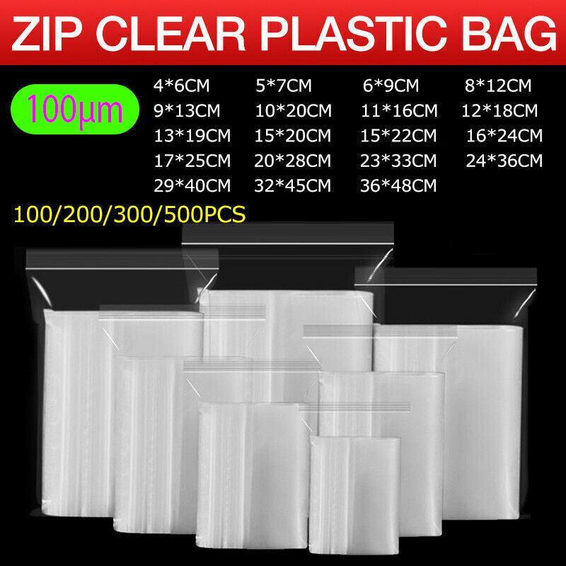 100PCS 100micron Bulk Clear Resealable PE Plastic Zip Bags - 4*6CM
