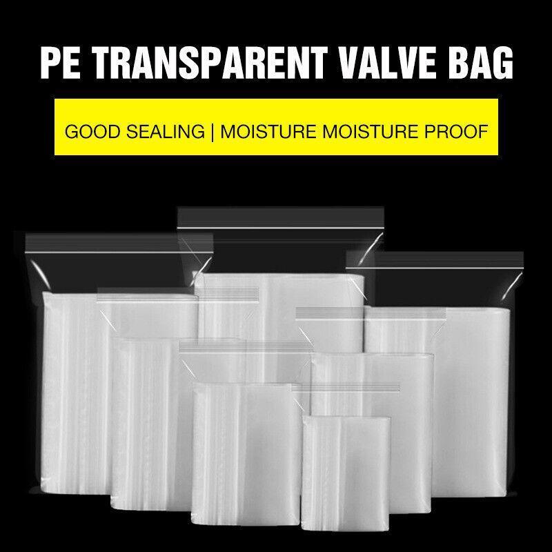 100PCS 100micron Bulk Clear Resealable PE Plastic Zip Bags - 15*20CM