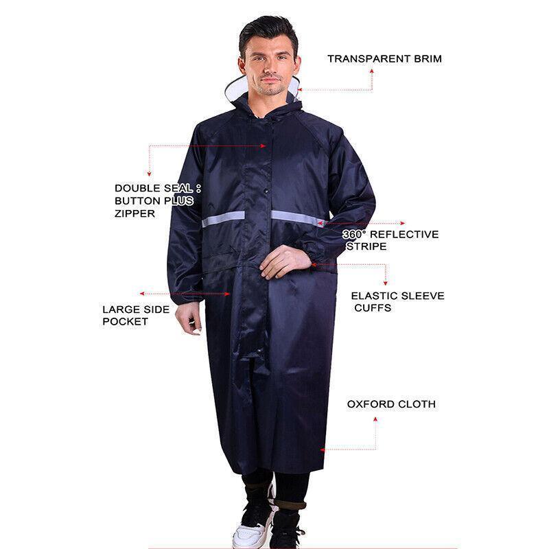 Unisex Waterproof Raincoat XL Size Lightweight Hooded Long Work Outdoor Overcoat - Yellow