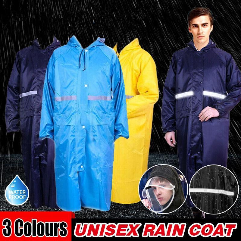 Unisex Waterproof Raincoat 2XL Size Lightweight Hooded Long Work Outdoor Overcoat - Yellow