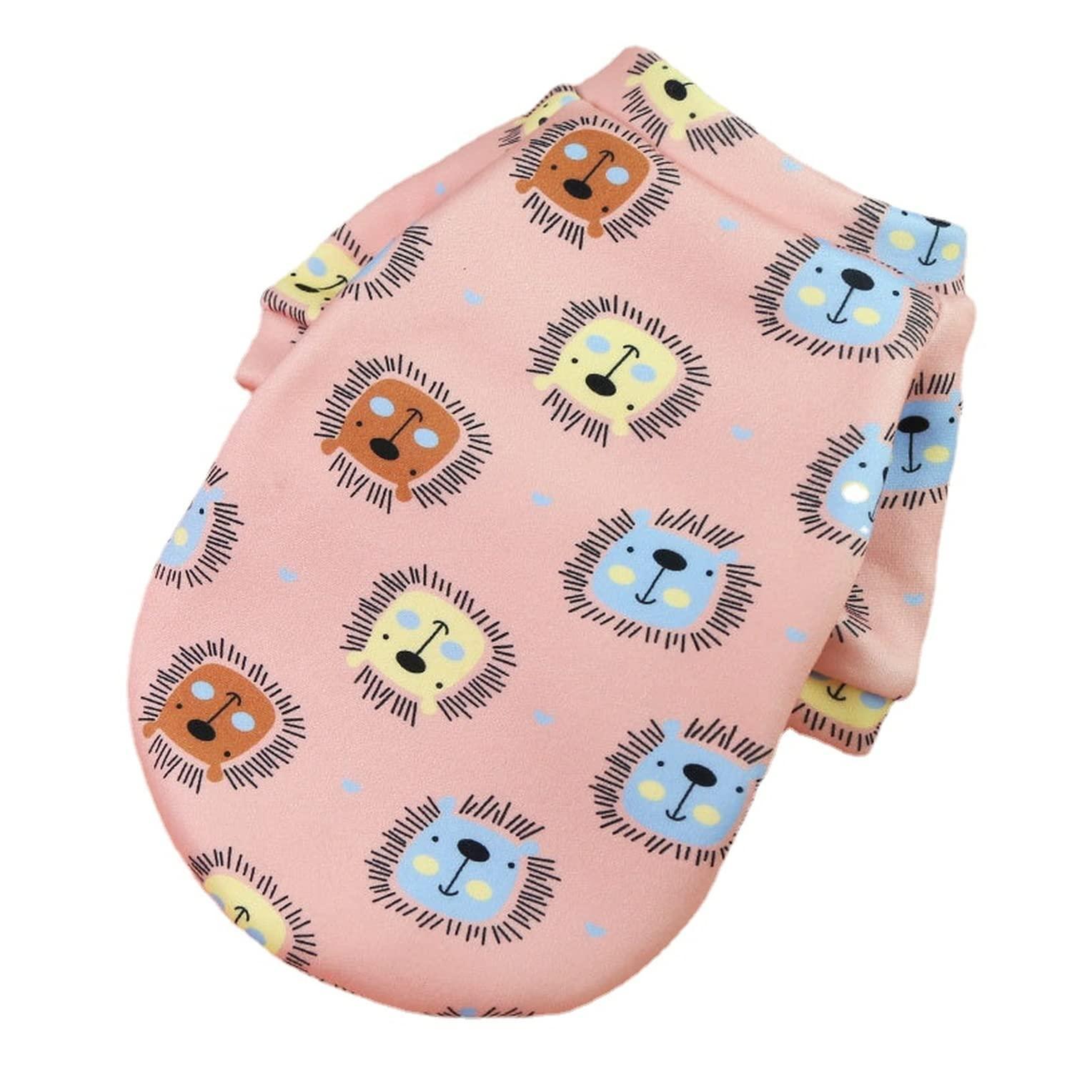 M Size Cute Pet Dog Warm Jumper Sweater Clothes Cat Knitwear Knitted Coats Winter - Pink Lion
