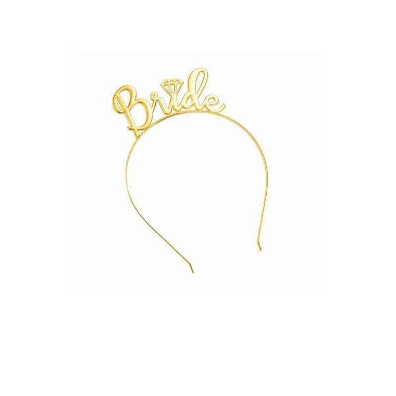 Bride To Be Hen Veil Sash Tiara Hens Night Bridal Shower Kitchen Tea Accessories - Gold Sash